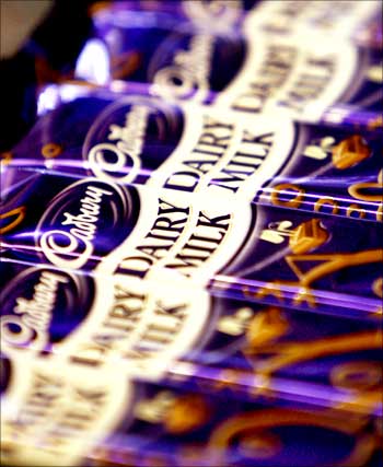 Cadbury's chocolate bars are seen at a store in London.