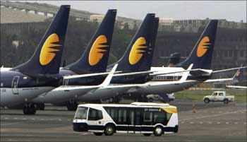 Grounded Jet Airways planes.