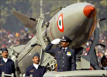 An Indian Air Force float at the Republic Day parade in Delhi.