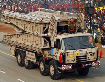 An Indian Army float at the Republic Day parade in Delhi.