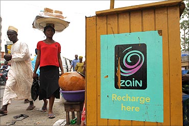 A sticker of telecommunications company Zain in Nigeria.