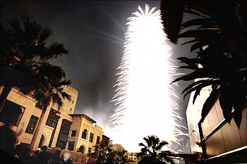 Fireworks explode around the Burj Dubai, the world's tallest tower, during the opening ceremony in Dubai on January 4.
