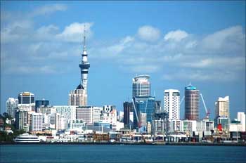 The skyline of Auckland.