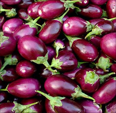 Brinjals at a market in Mumbai.