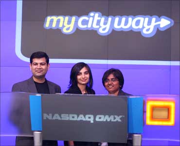 (From L- R) Puneet Mehta, Sonpreet Bhatia and Archana Patchirajan - the co founders of MyCityWay.