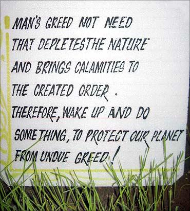 A message on man's greed.