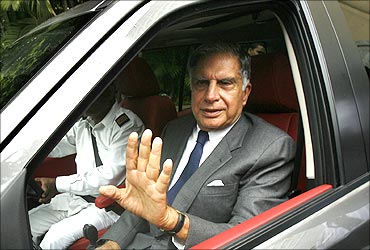 Ratan Tata at the launch of Jaguar and Land Rover in India.