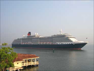 Queen Victoria docks off Cochin.