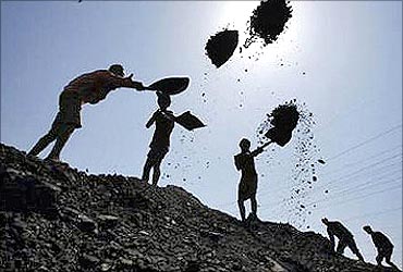 Workers at a coal field.