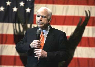 Senator John McCain speaks during a town hall meeting.