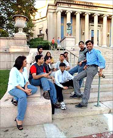 Indian students at an American university campus.