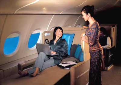 Business Class of Singapore Airlines.