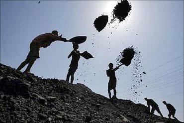 Workers at a coal mine.