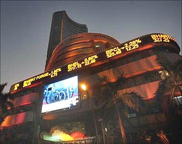 BSE building lit up during Diwali.