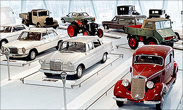 Cars on display at the museum.