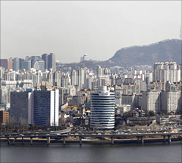 A general view shows part of central Seoul.