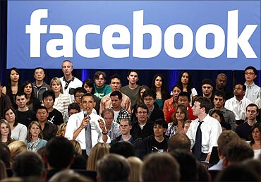Obama attends a town hall meeting at Facebook.