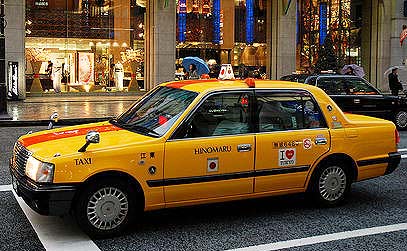 Taxis supplement the rail system in Tokyo.