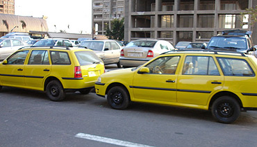 Taxis are cheap in Cairo.