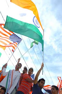 Indians particpate in an Independence Day rally in New York.