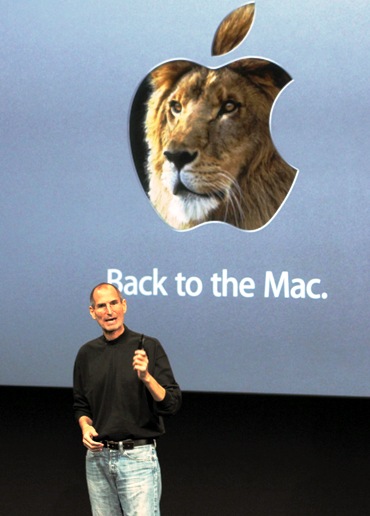 Former Apple CEO Steve Jobs unveils the latest Mac operating system software 'Lion'.