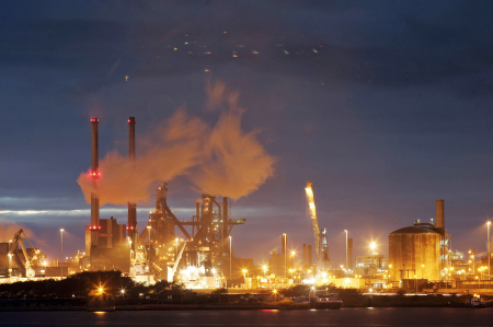 A view of the Corus steel factory in IJmuiden, the Netherlands.