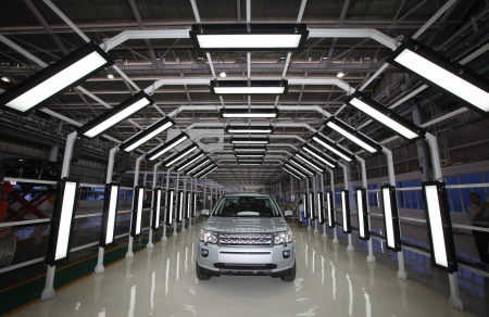 A Jaguar Land Rover Freelander 2 on display at the company's plant in Pune.