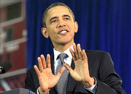 US President Obama speaks about the economy during a visit to Kansas.