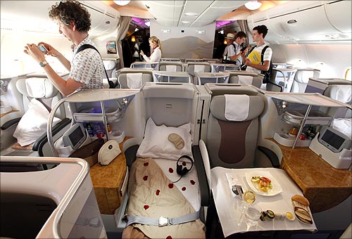 First class section on board an Airbus A380.