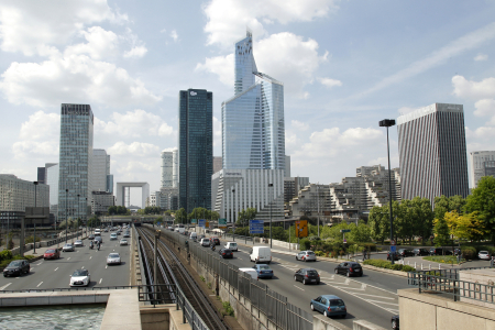 The 'First Tower' is seen in the business district of La Defense, near Paris.