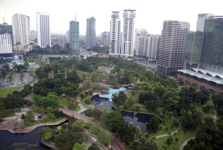 A view of KLCC Park in central Kuala Lumpur.