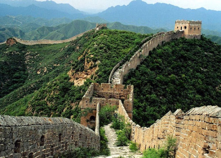 A view of the Great Wall of China.