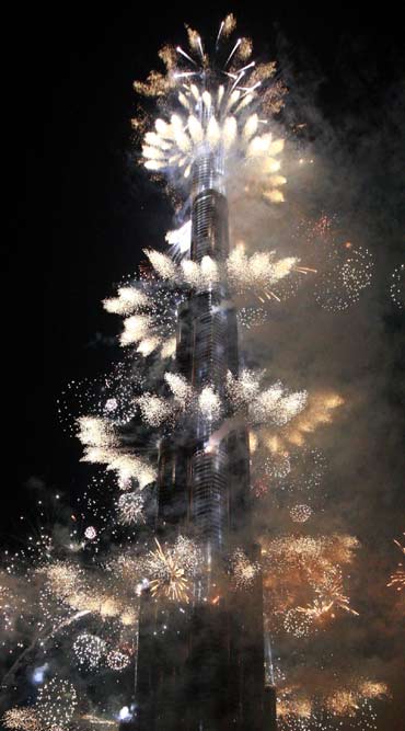 Fireworks at Burj Khalifa.