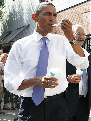 Obama stops for a water ice in Philadelphia.