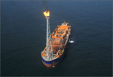 RIL's KG-D6's floating production storage and offloading vessel off the Bay of Bengal.