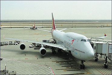 Asiana Boeing 747 preparing to depart Shanghai Pudong International Airport.