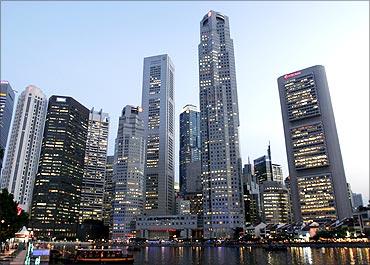 A view of the Central Business District in Singapore.