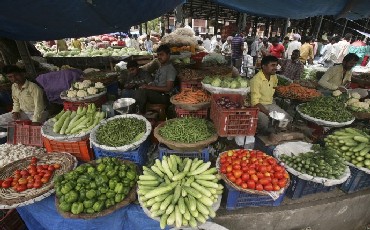 A vegetable market.