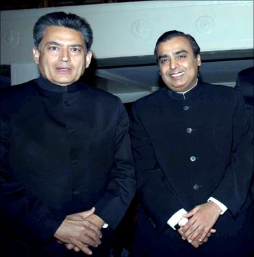 Rajat Gupta, former McKinsey MD and director on Goldman Sachs board, with RIL chairman Mukesh Ambani.