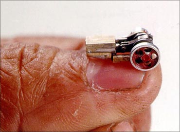 A miniature steam engine.
