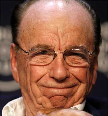 Murdoch listens to a question during a session of the World Economic Forum in Davos on January 24, 2008.