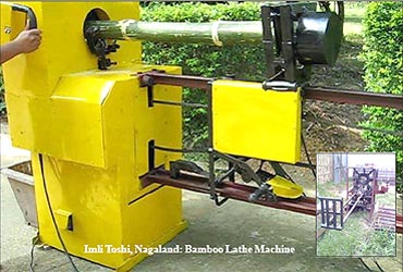 Bamboo lathe machine.