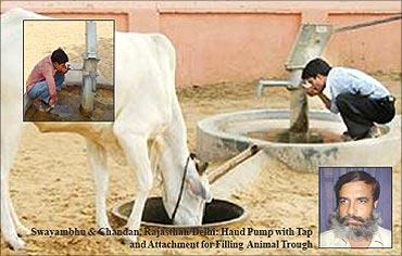 Modified hand pump with tap.