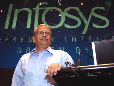 Kris Gopalakrishnan speaks during the announcement of the company's quarterly results.