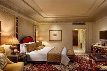 The grande deluxe room at Leela Kempinski New Delhi.