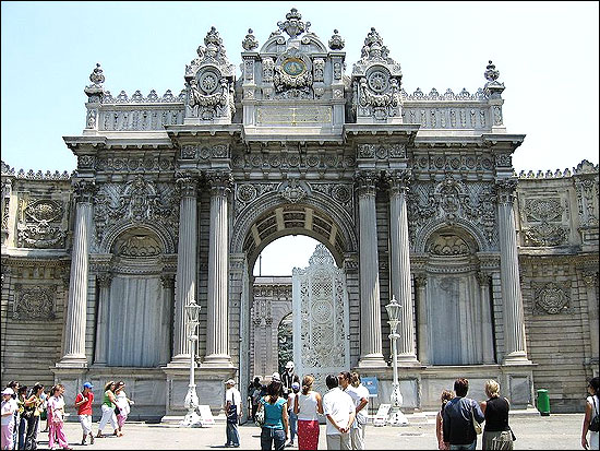 One of the main entrance gates of the Dolmabahce Palace in Istanbul.