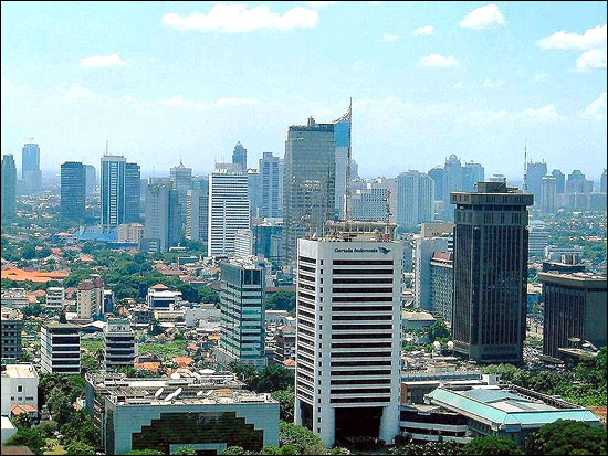 Jakarta, the capital of Indonesia and the country's largest commercial centre.