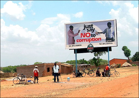 A campaign to prevent bribes in Zambia.