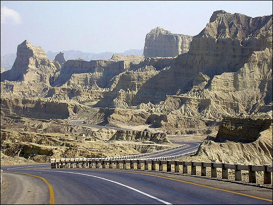 The Makran Coastal Highway starts from Karachi and goes all the way to Gwadar.