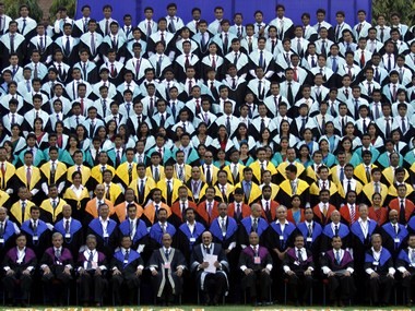 Students and faculty members of Indian Institute of Management (IIM) attend their annual convocation ceremony at Ahmedabad